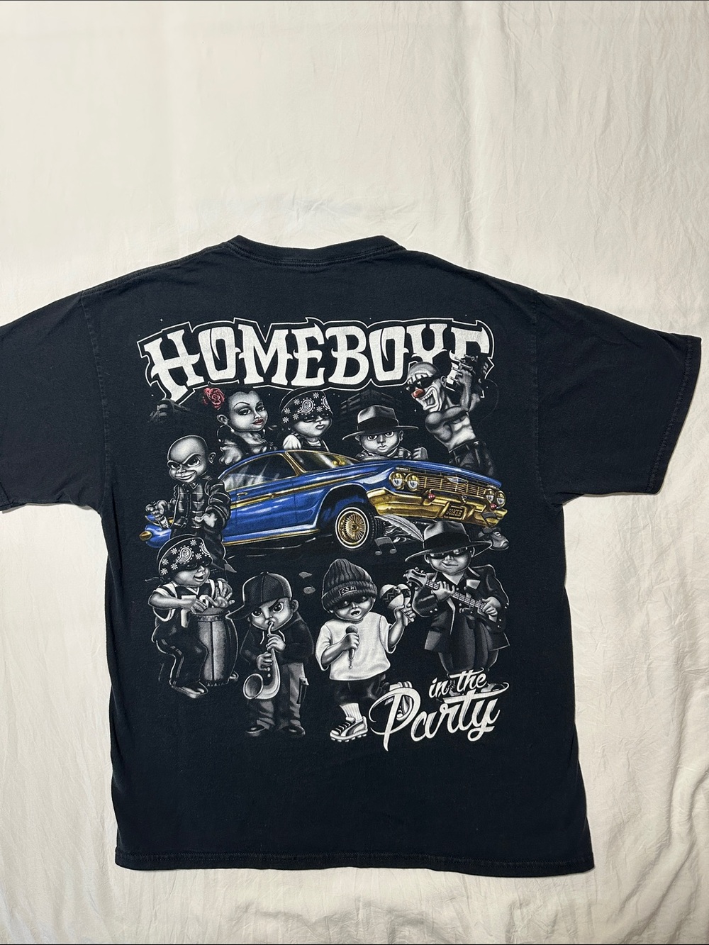 Homeboys “In The Party” Graphic Tee Chicano Lowrider Black Shirt - Large
